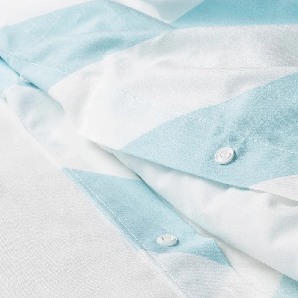 Ikea SLOJSILJA Full Queen Duvet Cover + 2 Pillowcases Light Blue White Stripe